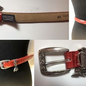 Brighton Red Golf Charms Belt sz M/L 32
